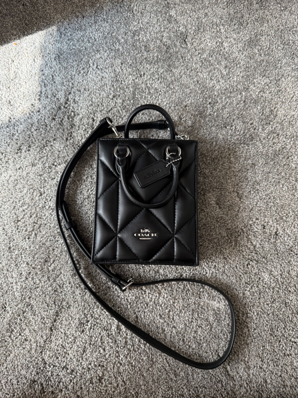 Coach Black Quilted Mini Tote with Top Handles